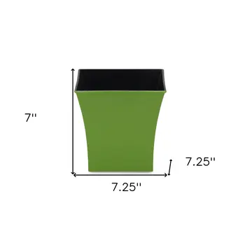 7" Lime Green Recycled Plastic Indoor Outdoor Square Pot Planter