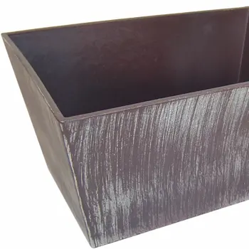 8" Brown and Ivory Abstract Recycled Plastic Indoor Outdoor Rectangular Planter Box