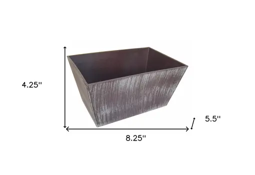 8" Brown and Ivory Abstract Recycled Plastic Indoor Outdoor Rectangular Planter Box