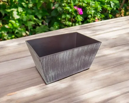 8" Brown and Ivory Abstract Recycled Plastic Indoor Outdoor Rectangular Planter Box