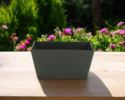 8" Black Recycled Plastic Indoor Outdoor Rectangular Planter Box