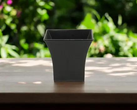 5" Black Recycled Plastic Indoor Outdoor Square Pot Planter