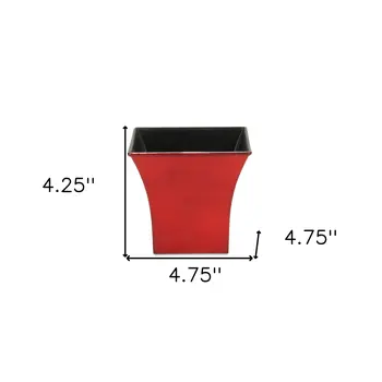 5" Red Recycled Plastic Indoor Outdoor Square Pot Planter