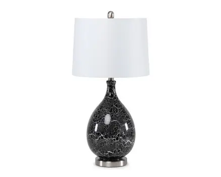 Set of Two 28" Gray Glass Geometric Table Lamp With White Empire Shade