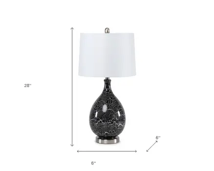 Set of Two 28" Gray Glass Geometric Table Lamp With White Empire Shade