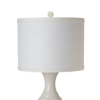 Set of Two 34" Off White Ceramic Gourd Table Lamp With Off White Drum Shade