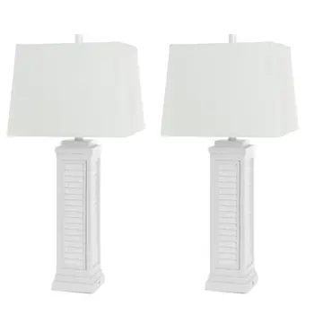 Set of Two 32" White Table Lamp Coastal With White Shade