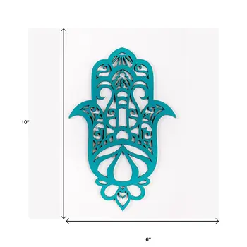 Turquoise Solid Wood Geometric Shapes Wall Decor