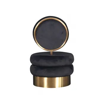 26" Black And Gold Velvet Barrel Chair