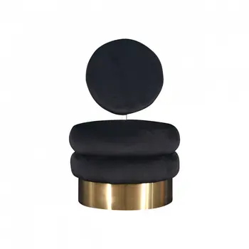 26" Black And Gold Velvet Barrel Chair