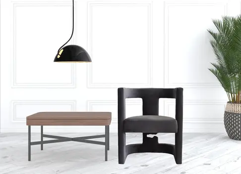 23" Gray Velvet Arm Chair