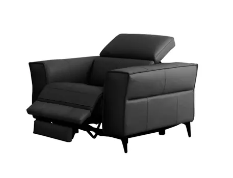 41" Black Genuine Leather Power Recliner