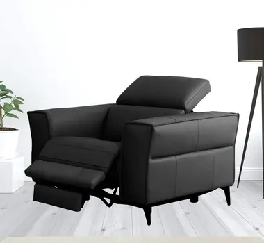 41" Black Genuine Leather Power Recliner
