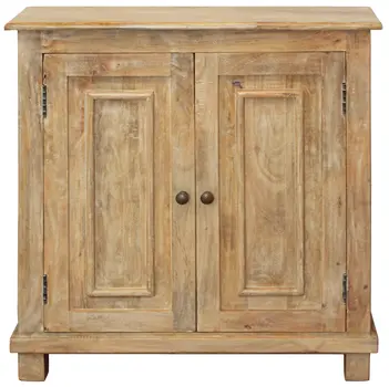 34" Light Brown Solid Wood Sideboard with Two Doors