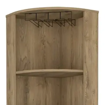 18" Natural Corner Bar Cabinet With Eleven Shelves