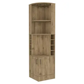 18" Natural Corner Bar Cabinet With Eleven Shelves