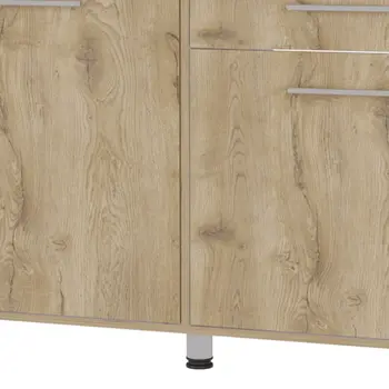 47" Natural Console Accent Cabinet With Three Shelves And One Drawer