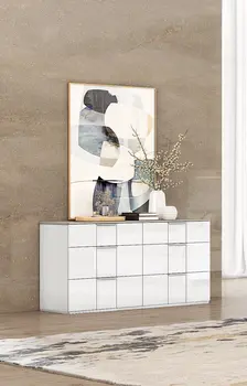 57" White Six Drawer Double Dresser
