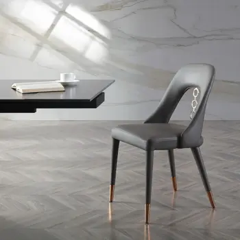 Set of Two Gray Upholstered Faux Leather Dining Side Chairs