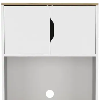 67" Light Oak and White Pantry Cabinet with Two Shelves