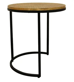 Set Of Three 19" Black And Brass Round Nested Tables