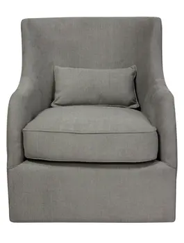 30" Gray Polyester Blend Solid Color Swivel Arm Chair