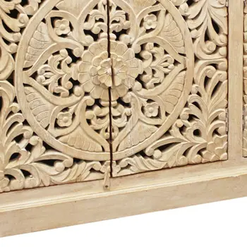 71" Beige Solid Wood Sideboard with Four Doors