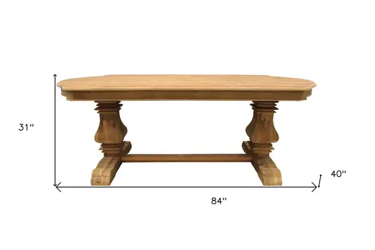 84" Natural Solid Wood Trestle Base Dining Table