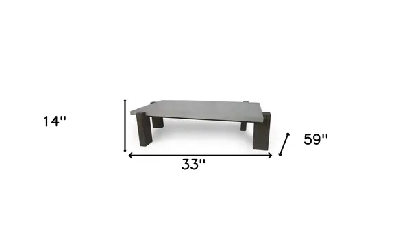 33" Dark Gray and Brown Concrete And Solid Wood Coffee Table