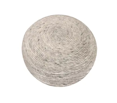 20" Gray Wool Round Ribbed Pouf Ottoman