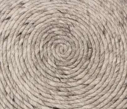 20" Gray Wool Round Ribbed Pouf Ottoman