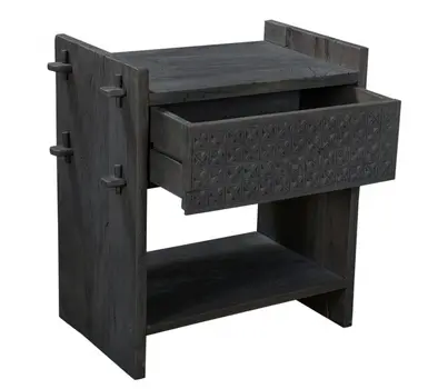 26" Dark Gray One Drawer Nightstand