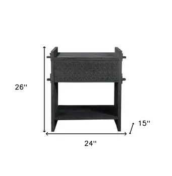 26" Dark Gray One Drawer Nightstand