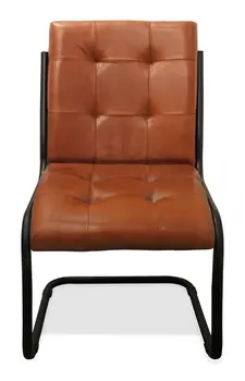 Tufted Cinnamon and Black Upholstered Leather Dining Side Chair