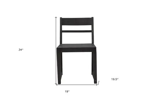 Set of Two Dark Gray Ladder Back Dining Side Chairs