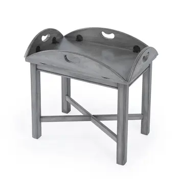 30" Gray Wood Oval Distressed Coffee Table