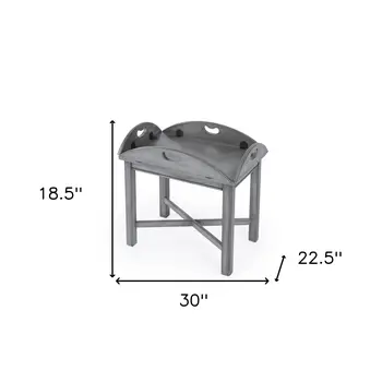 30" Gray Wood Oval Distressed Coffee Table