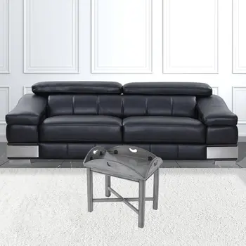 30" Gray Wood Oval Distressed Coffee Table