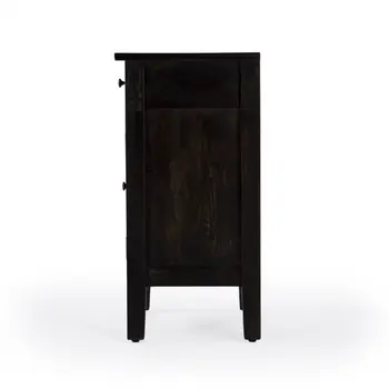 24" Natural Brown Solid Wood End Table With Door and Drawer