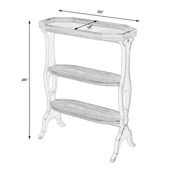 28" Gray Manufactured Wood Octagon End Table With Two Shelves