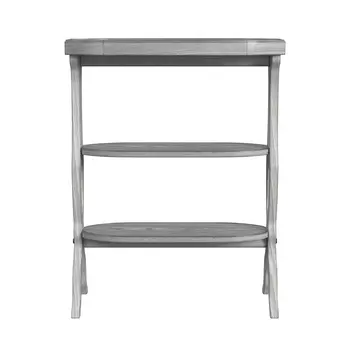 28" Gray Manufactured Wood Octagon End Table With Two Shelves