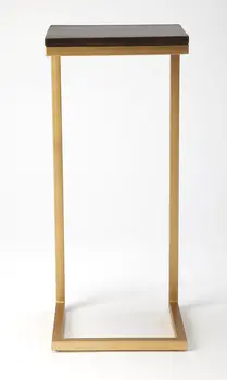 26" Gold Solid Wood Rectangular End Table