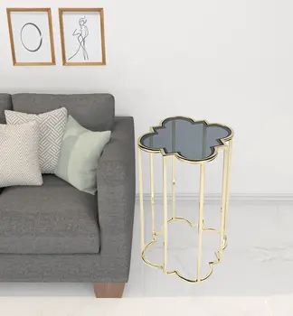 24" Gold And Black Glass Free Form End Table