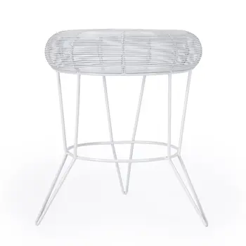 18" White Wire Round top End Table