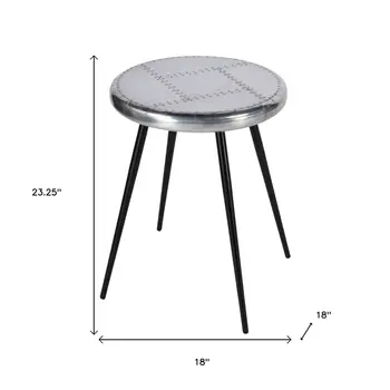 23" Silver Round End Table