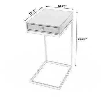 27" Natural Brown Solid And Manufactured Wood Square End Table With Drawer