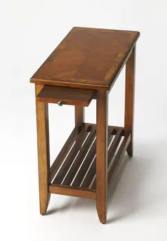 24" Brown End Table With Shelf
