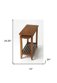 24" Brown End Table With Shelf