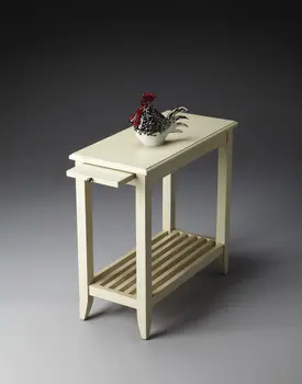 24" White End Table With Shelf
