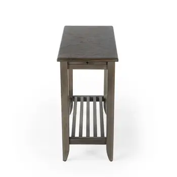24" Brown Gray Rectangular End Table With Shelf
